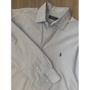 POLO RALPH LAUREN Men's Size L Blue Plaid Dress Shirt Long‎ Sleeve